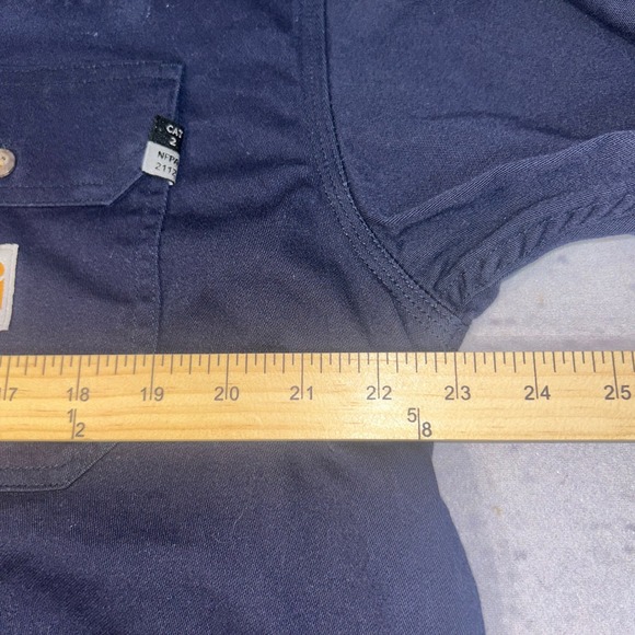 Carhartt FR Flame Resistant Work Shirt Navy Blue Size Large Style 294 20 Cat 2 - Picture 11 of 13